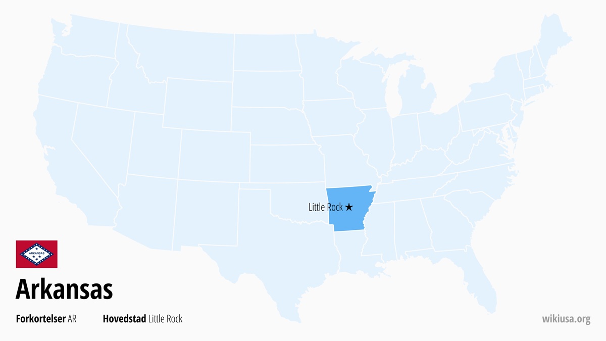 Kort over staten Arkansas | Hvor ligger Arkansas? | Arkansas (delstat i USA) – Sjove Fakta, Seværdigheder, Byer