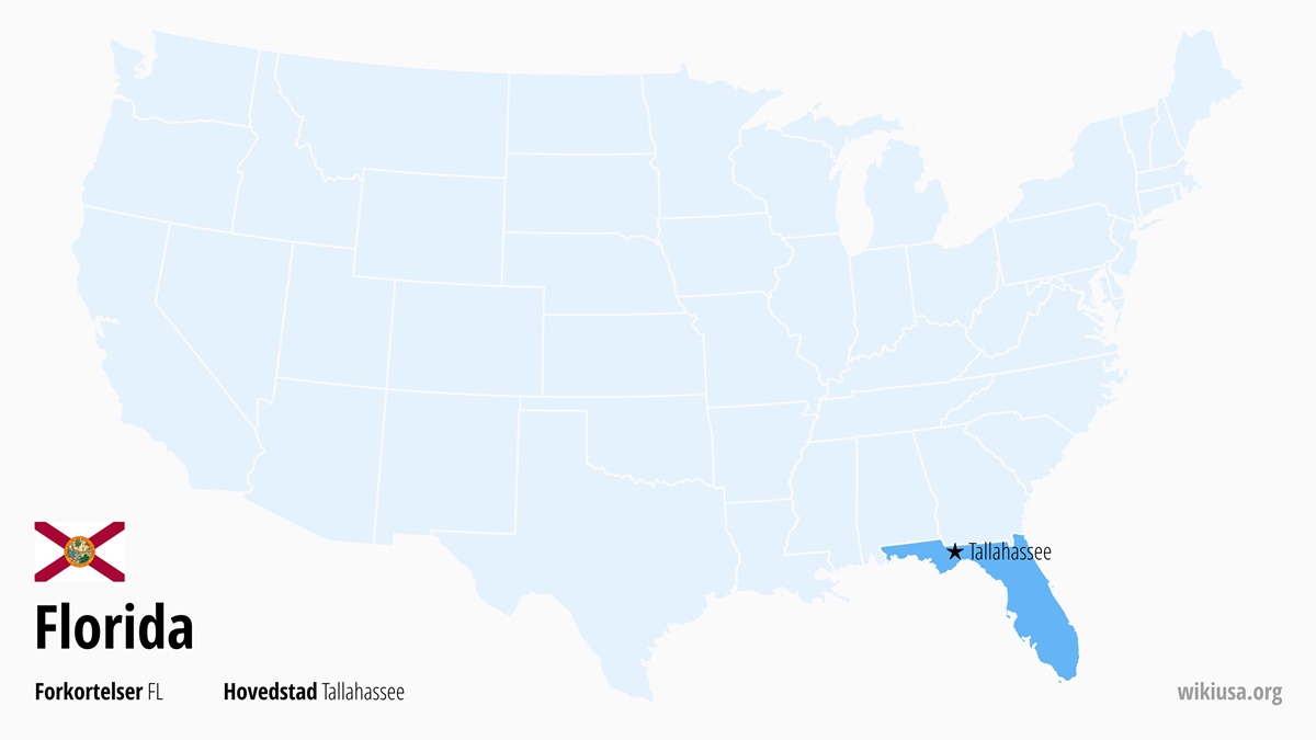 Kort over staten Florida | Hvor ligger Florida? | Florida (delstat i USA) – Sjove Fakta, Seværdigheder, Byer