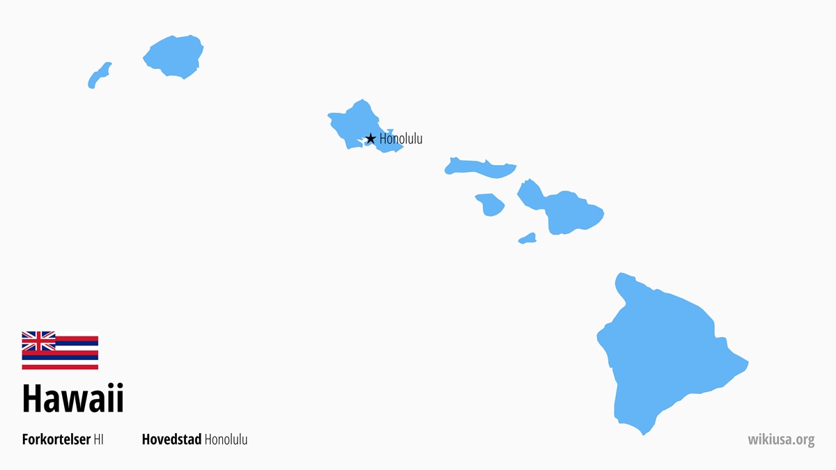 Kort over staten Hawaii | Hvor ligger Hawaii? | Hawaii (delstat i USA) – Sjove Fakta, Seværdigheder, Byer