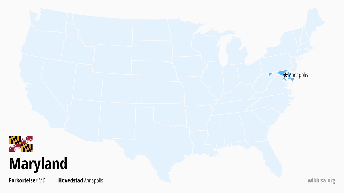 Kort over staten Maryland | Hvor ligger Maryland? | Maryland (delstat i USA) – Sjove Fakta, Seværdigheder, Byer