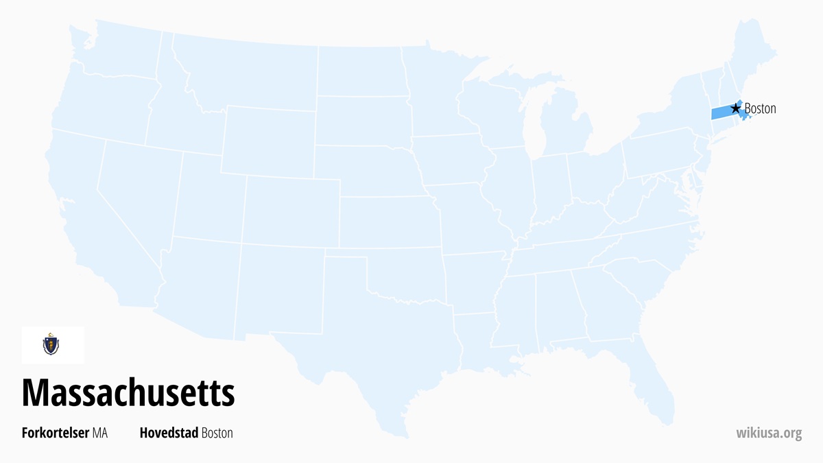 Kort over staten Massachusetts | Hvor ligger Massachusetts? | Massachusetts (delstat i USA) – Fakta, Seværdigheder, Byer