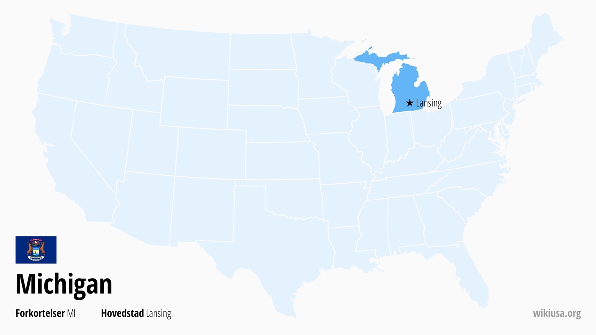 Kort over staten Michigan | Hvor ligger Michigan? | Michigan (delstat i USA) – Sjove Fakta, Seværdigheder, Byer