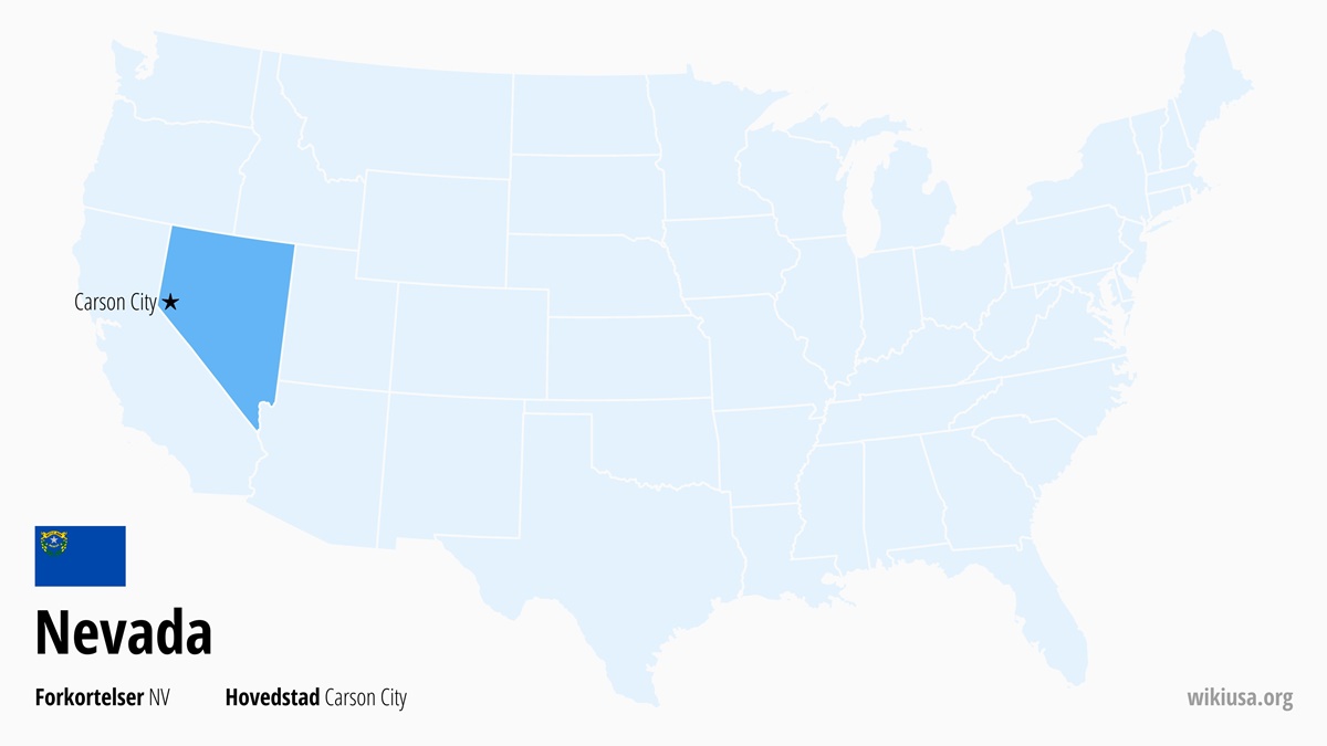 Kort over staten Nevada | Hvor ligger Nevada? | Nevada (delstat i USA) – Sjove Fakta, Seværdigheder, Byer