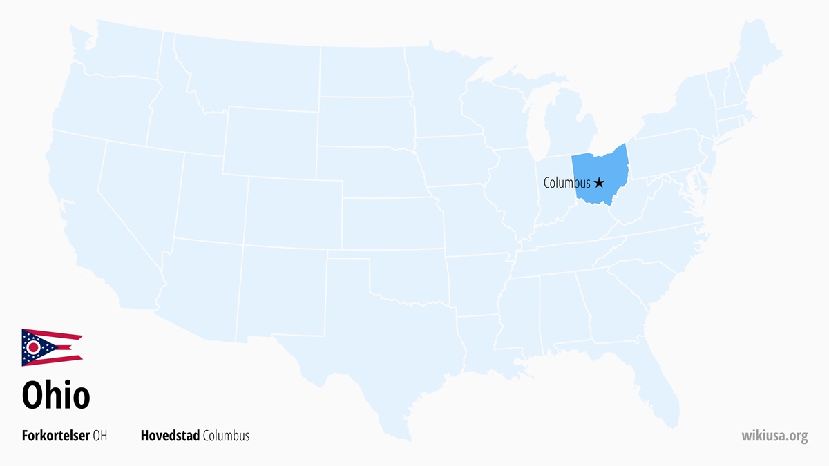 Kort over staten Ohio | Hvor ligger Ohio? | Ohio (delstat i USA) – Sjove Fakta, Seværdigheder, Byer