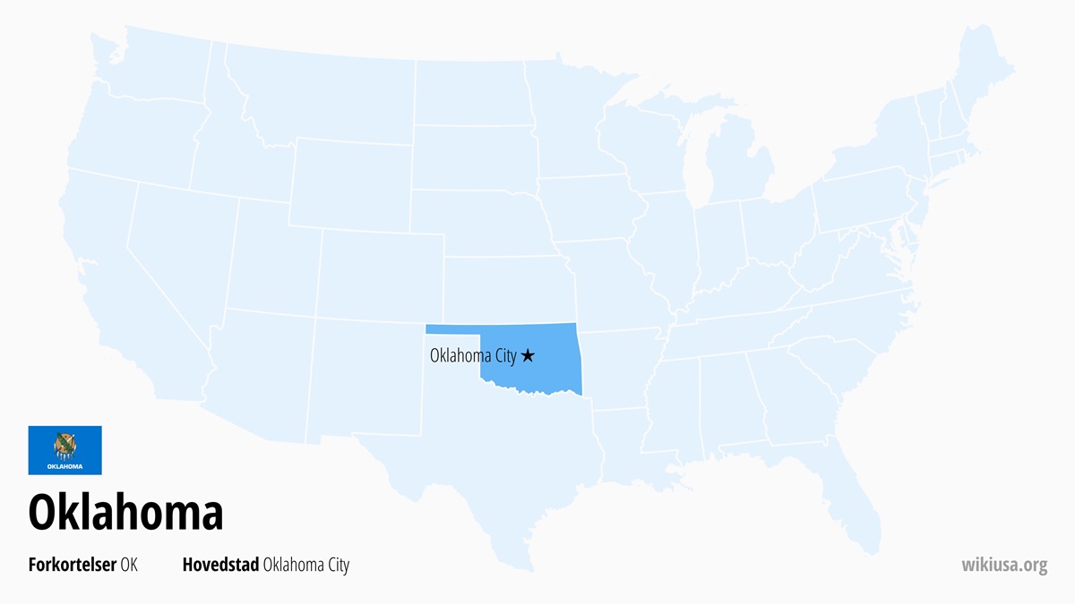 Kort over staten Oklahoma | Hvor ligger Oklahoma? | Oklahoma (delstat i USA) – Sjove Fakta, Seværdigheder, Byer