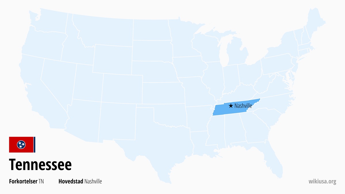 Kort over staten Tennessee | Hvor ligger Tennessee? | Tennessee (delstat i USA) – Sjove Fakta, Seværdigheder, Byer