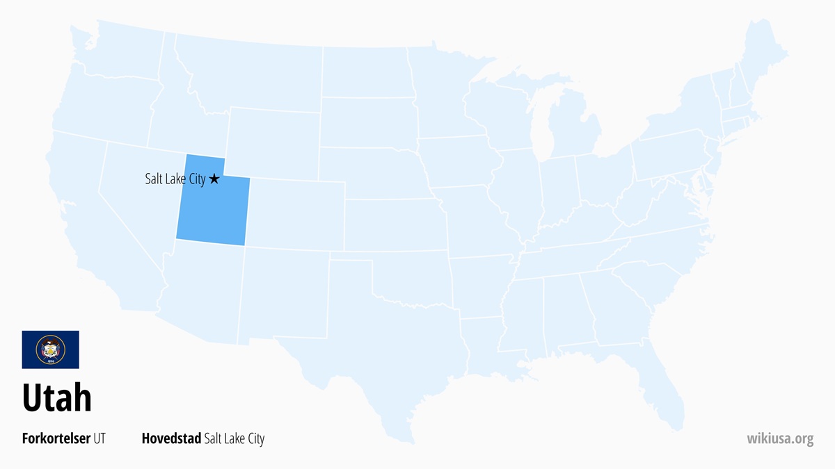 Kort over staten Utah | Hvor ligger Utah? | Utah (delstat i USA) – Sjove Fakta, Seværdigheder, Byer