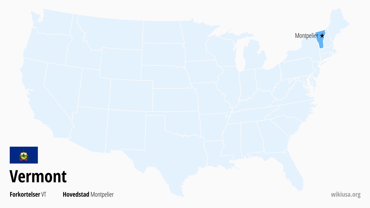 Kort over staten Vermont | Hvor ligger Vermont? | Vermont (delstat i USA) – Sjove Fakta, Seværdigheder, Byer