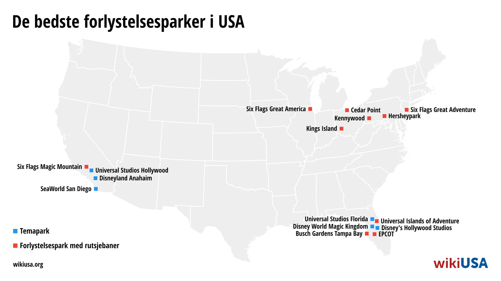 8 forlystelsesparker i USA med de bedste attraktioner